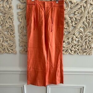 Zara Vibrant Orange Linen Trousers